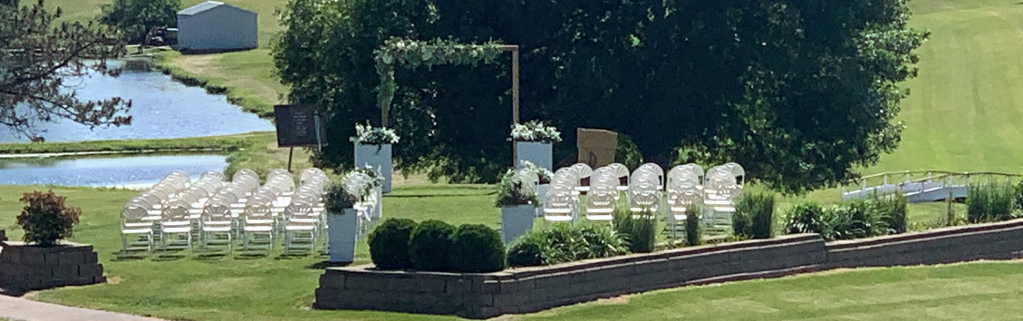View of wedding ceremony setup
